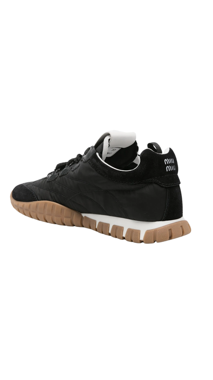 Tyre Technical Fabric and Suede Sneakers in Black