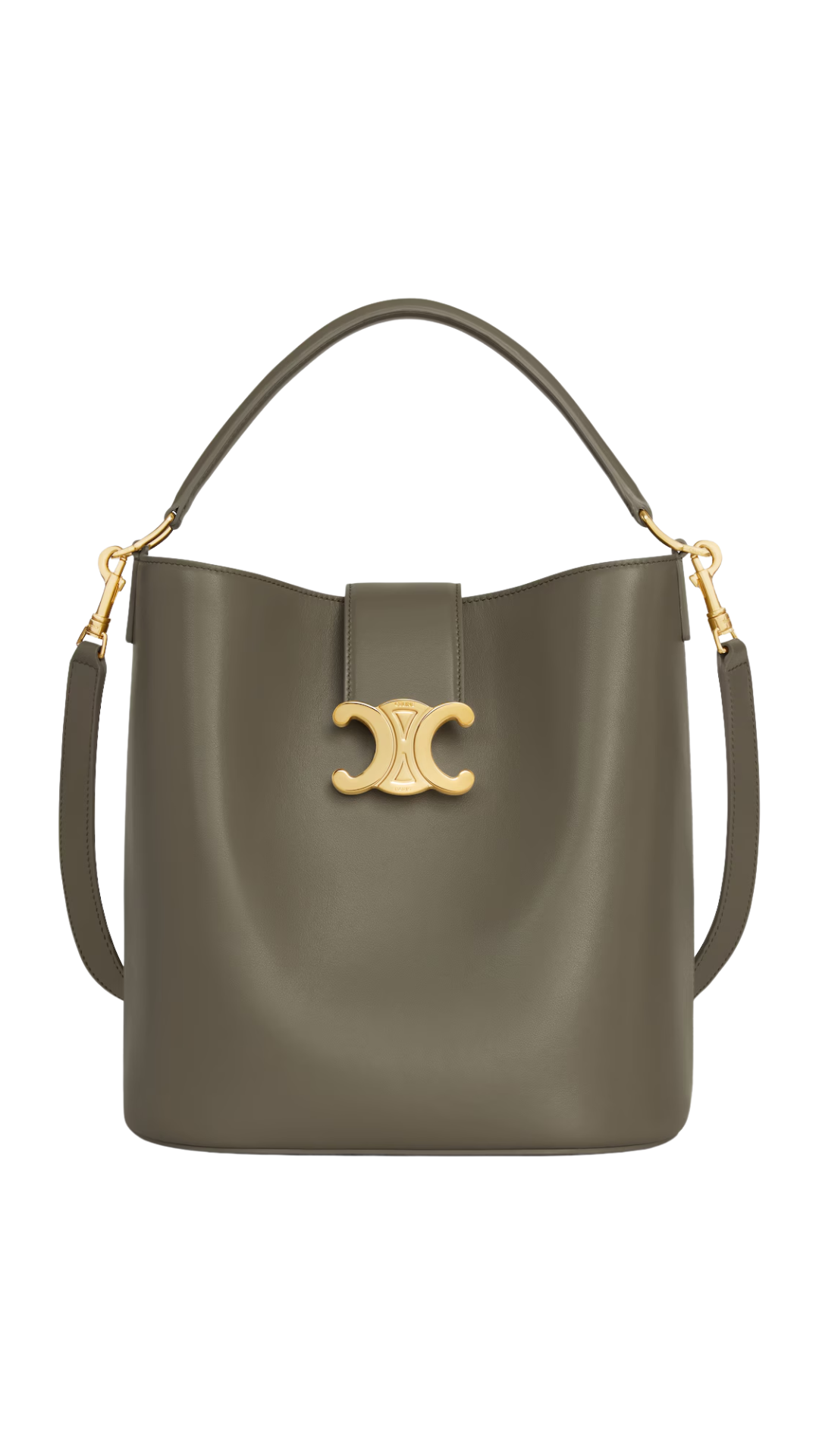 Bolso Mediano Louise En Piel de Becerro Lisa Color Oro Caqui