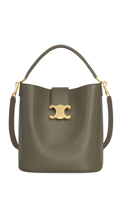 Bolso Mediano Louise En Piel de Becerro Lisa Color Oro Caqui