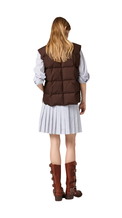 Gabardine Down Vest in Ebony