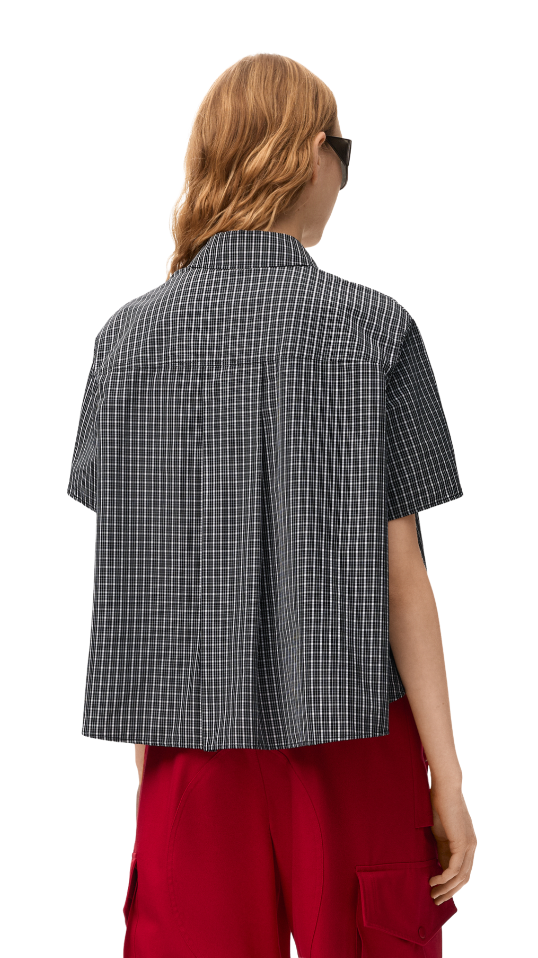 Short Sleeve Trapeze Shirt in Black/White Technical Cotton