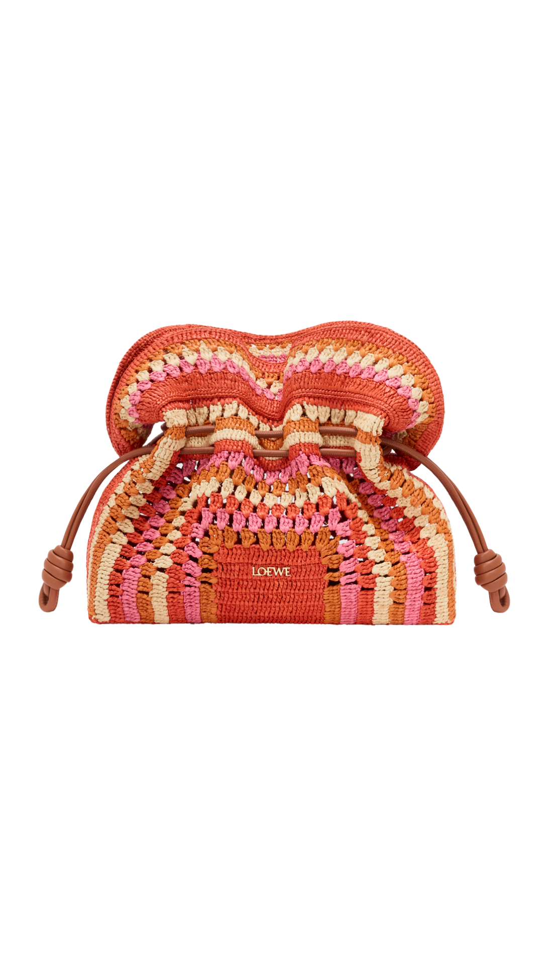 Medium Flamenco Clutch in Raffia and Calfskin