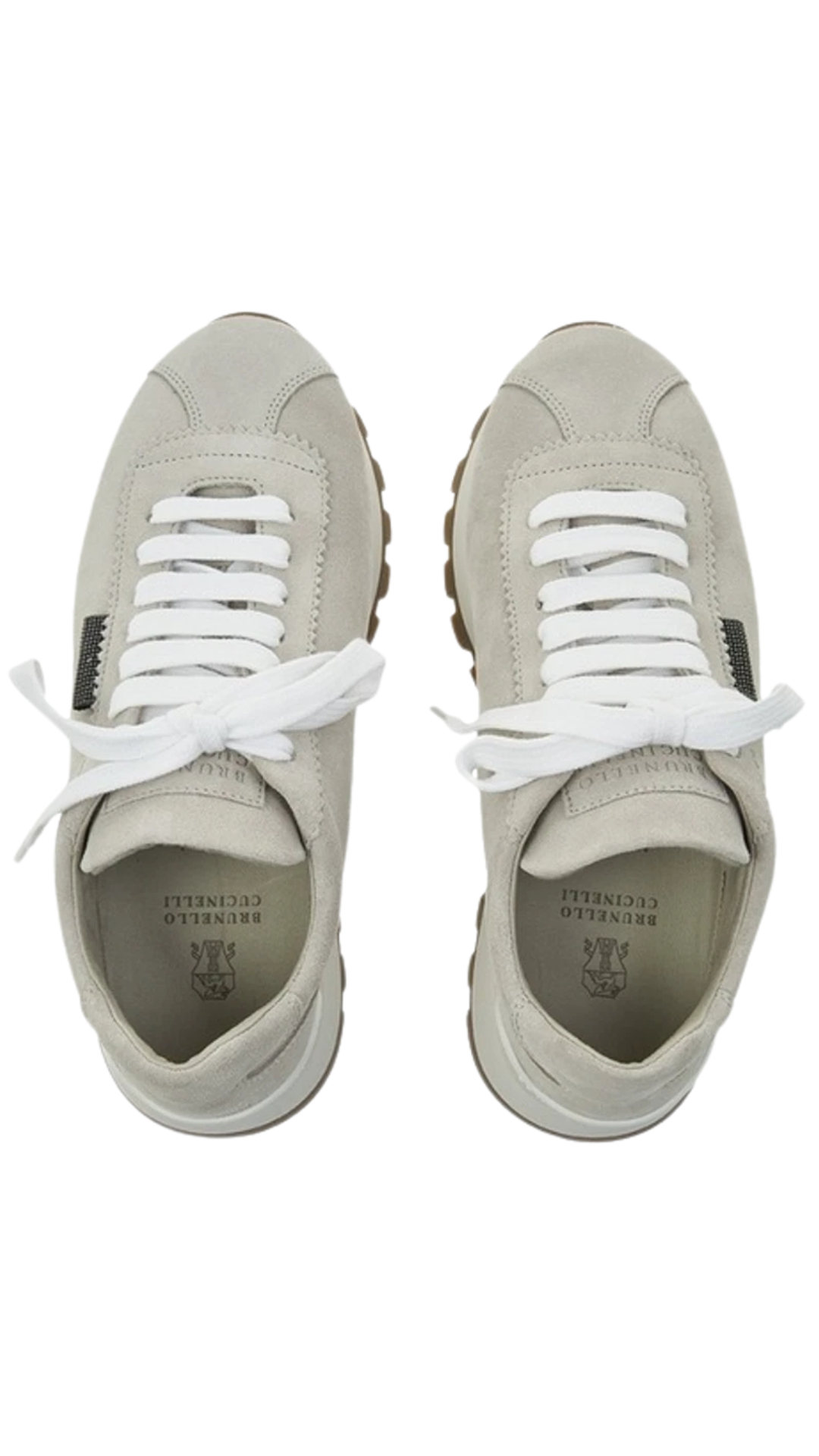 Suede Runners with Shiny Tab in Beige