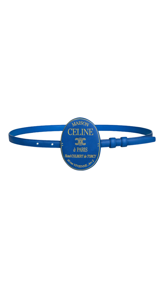 Maison Celine Belt 13mm in Oxide Blue / Yellow Smooth Calfskin