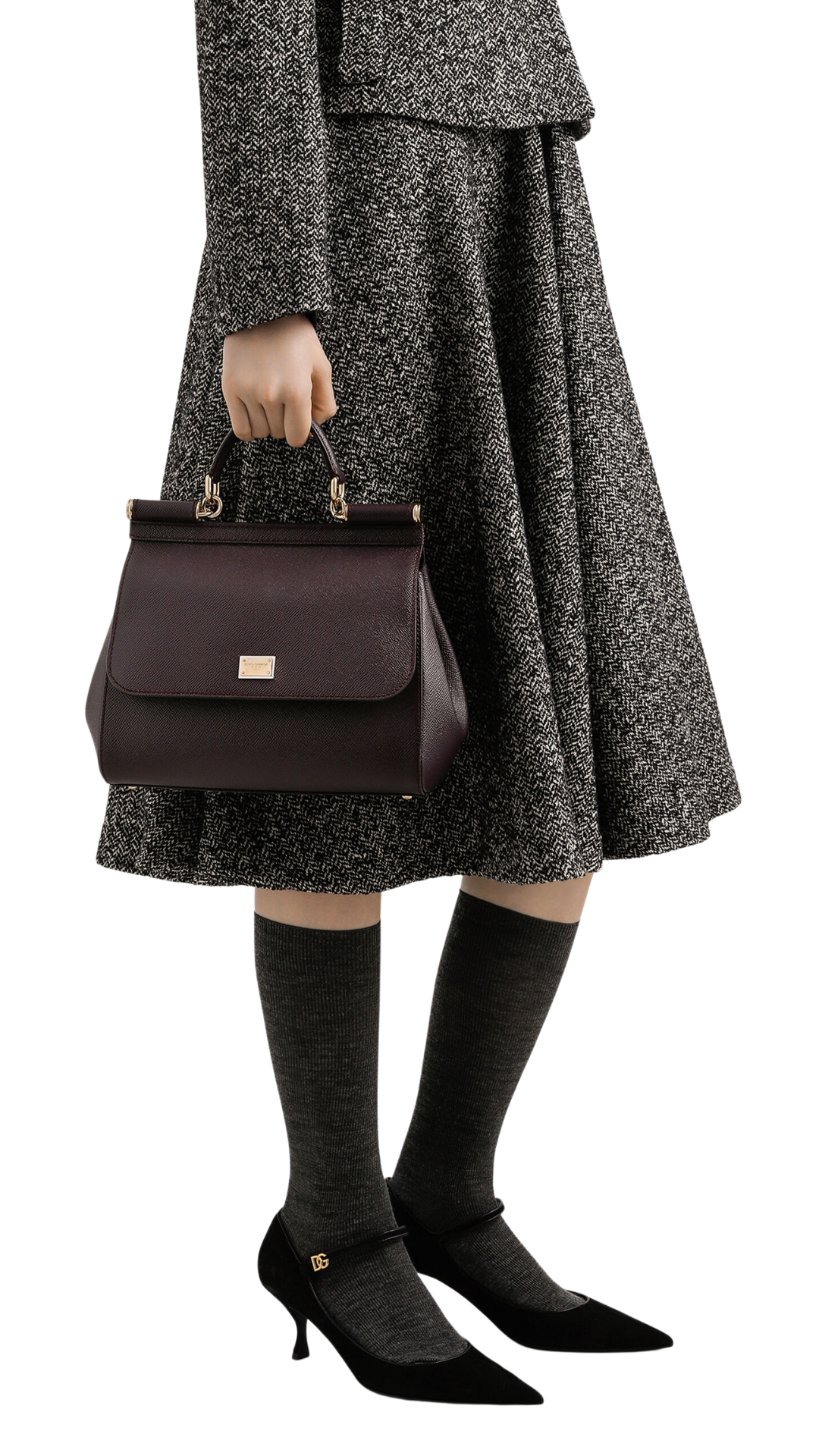 Large Sicily Handbag in Burgundy Dauphine Calfskin
