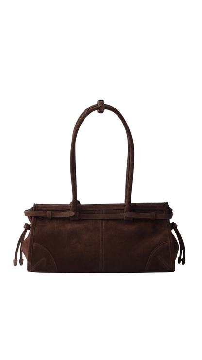 Bonnie Medium Suede Bag in Dark Brown