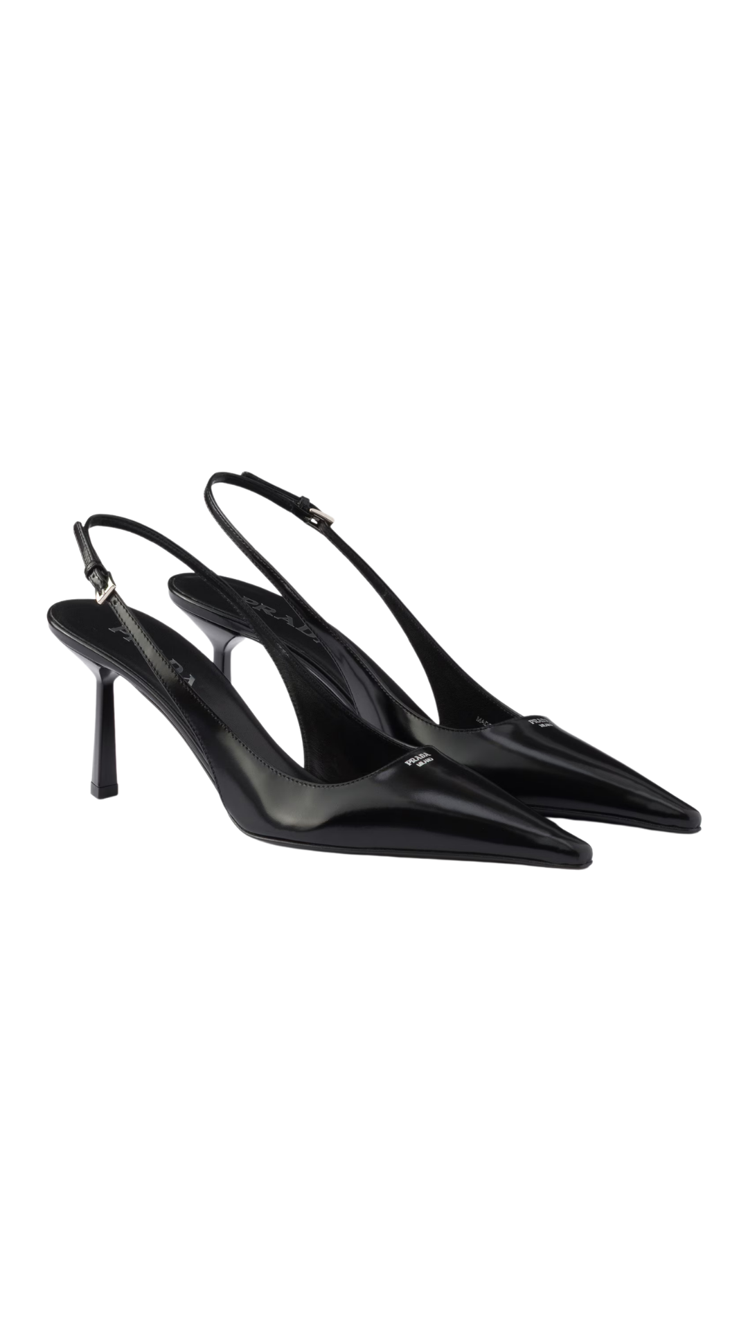 Brushed Leather Slingback Pumps in Black