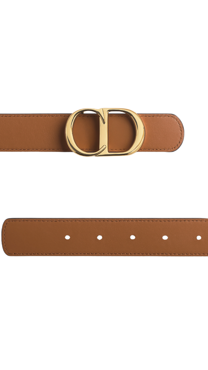 Reversible CD Icon Belt in Black and Marron Bobby Smooth Calfskin, 30 MM