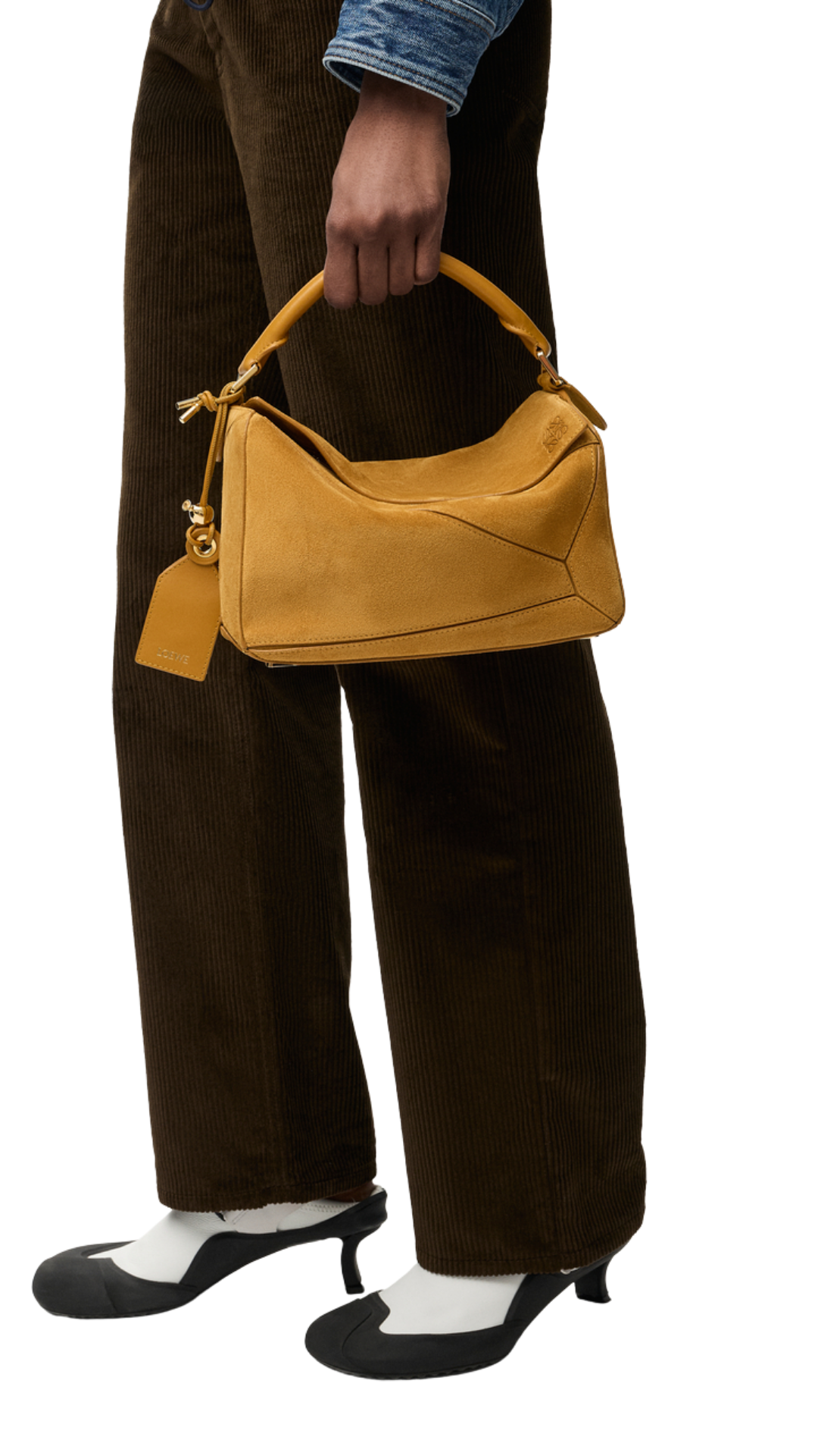 Small Featherlight Puzzle Bag in Ochre Suede