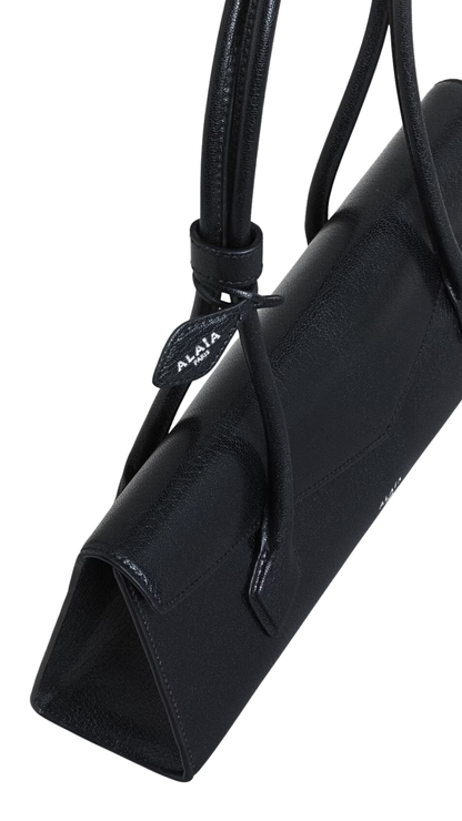 Le Teckel Flap Medium Bag in Black Shiny Goatskin