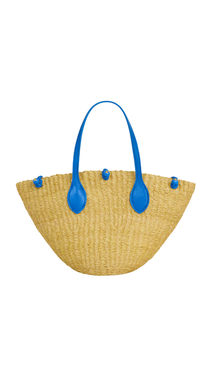 Small Triomphe Beads Basket in Natural/Ultra Blue