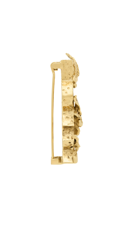 Cassandra Hydrangea Brooch in Patinated Gold Metal