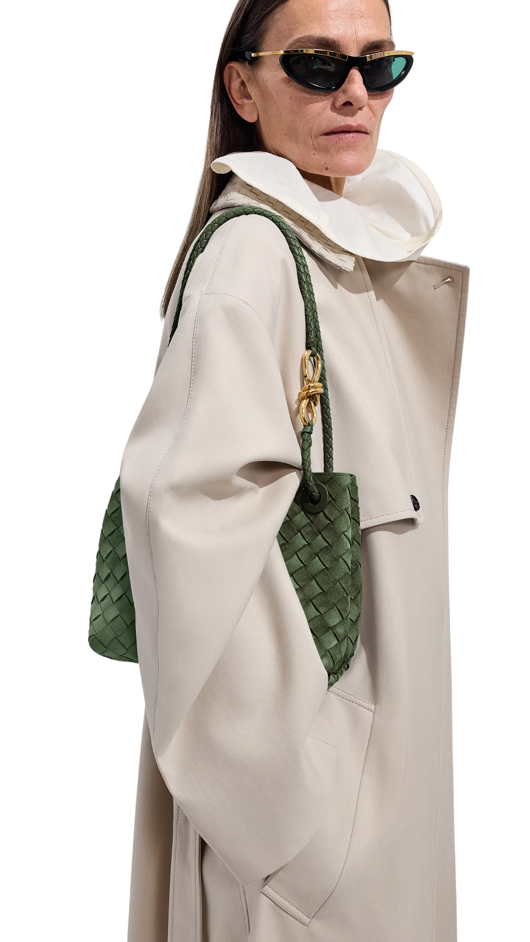 Small Andiamo in Green Tweed Intrecciato Suede