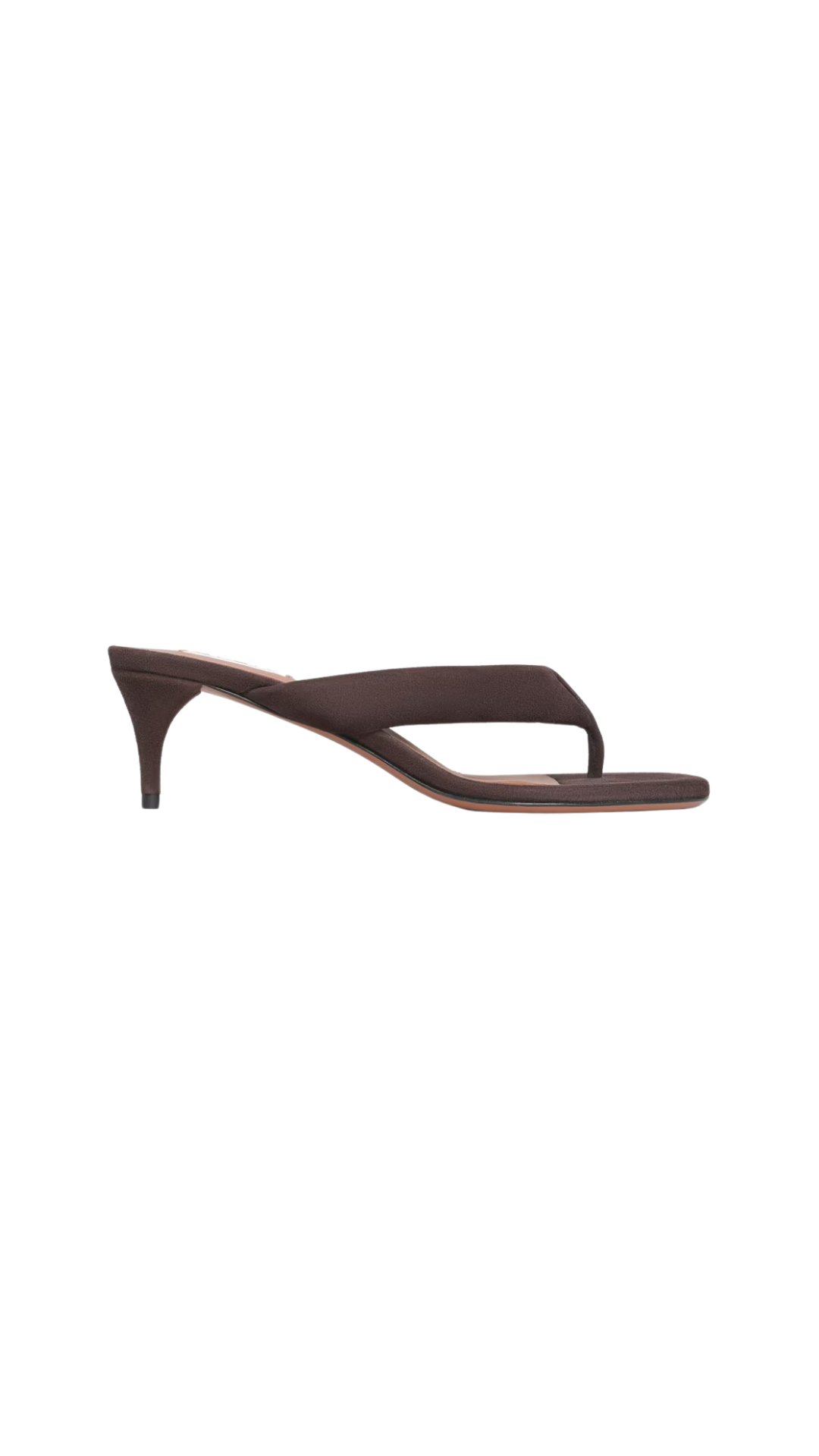 Heel Thong Mules in Dark Brown Suede