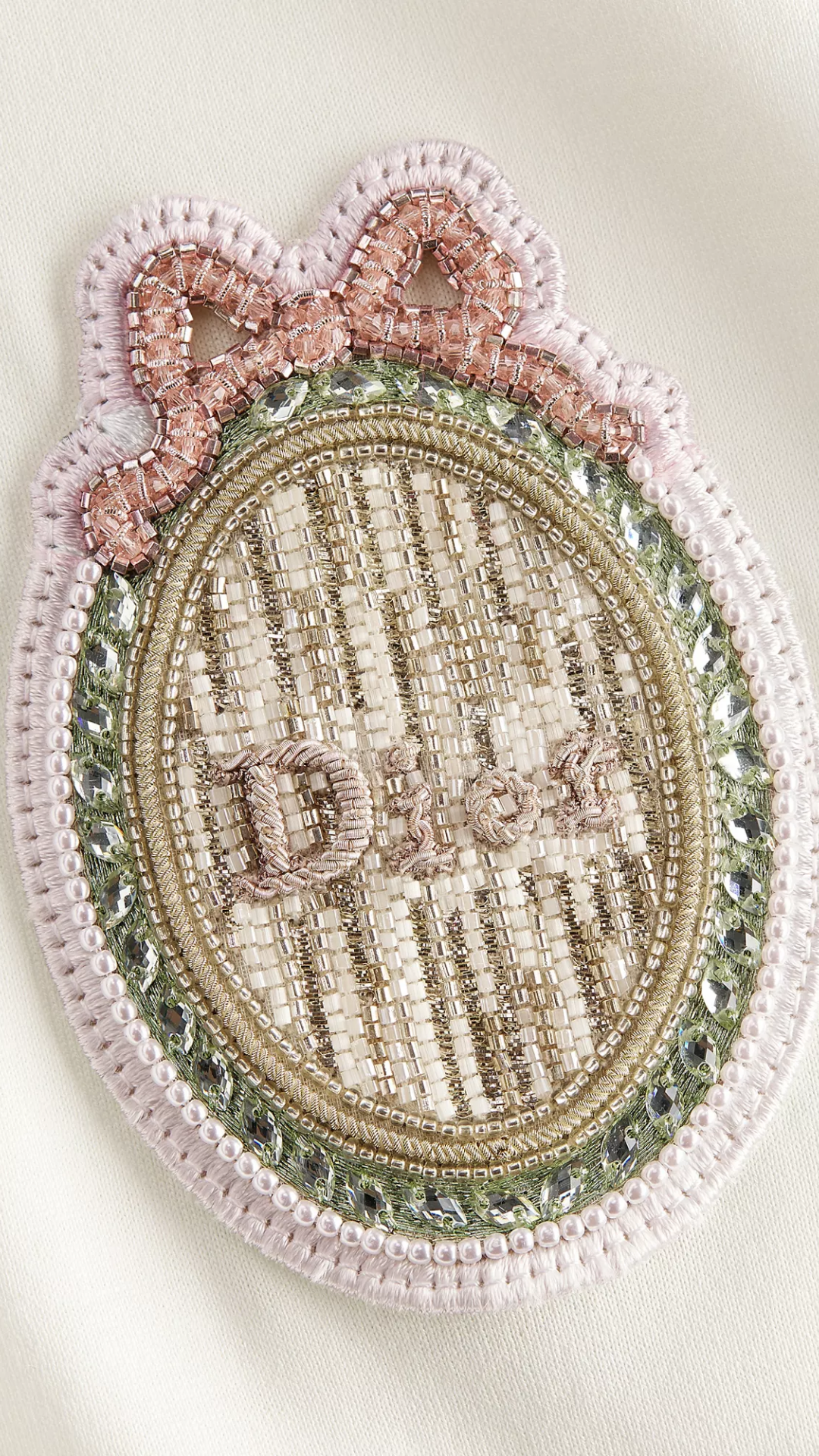 Dior Médaillon Embroidered Fitted T-Shirt in Ecru Cotton Jersey