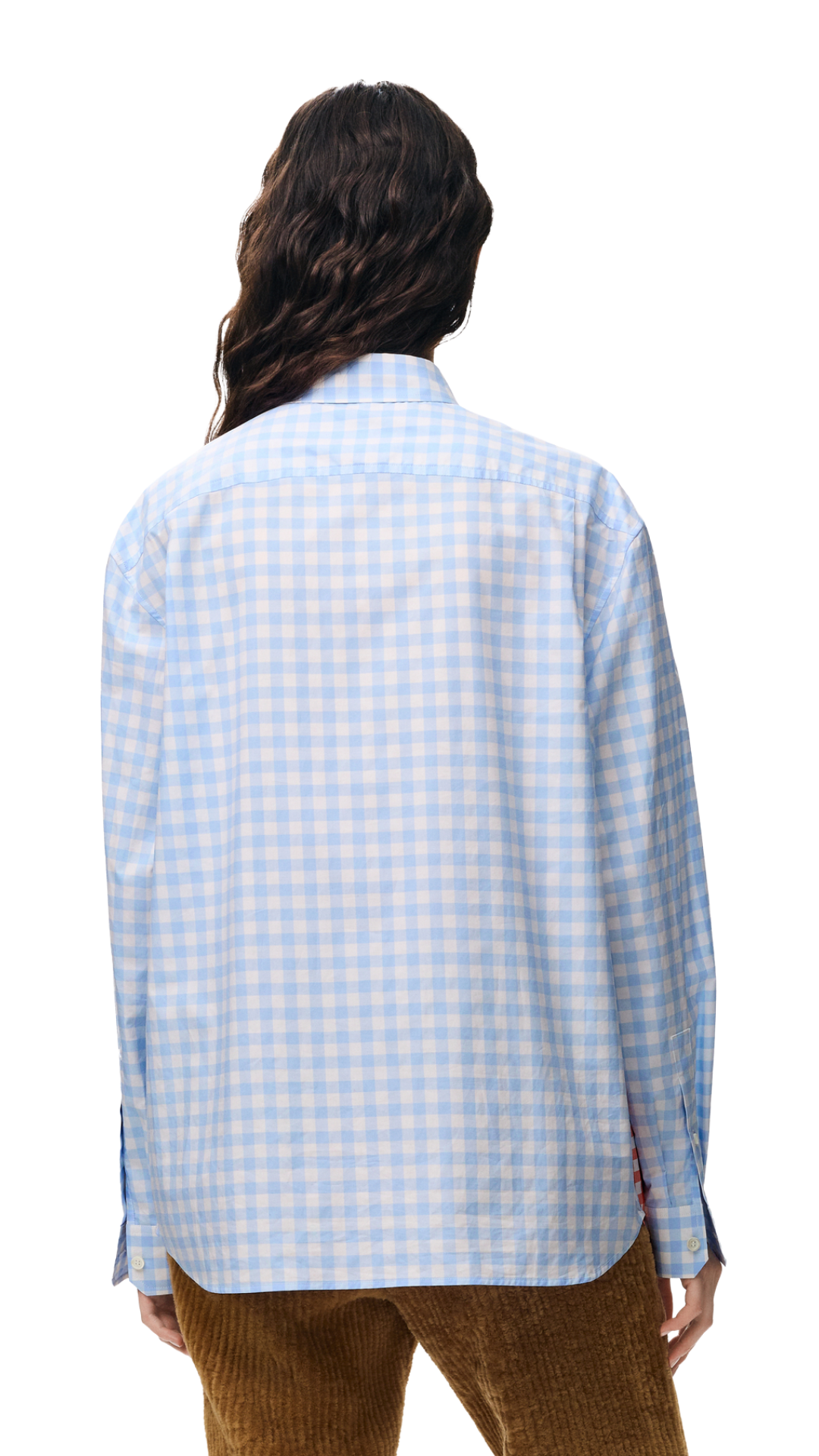 Shirt in Light Blue/Orange Cotton