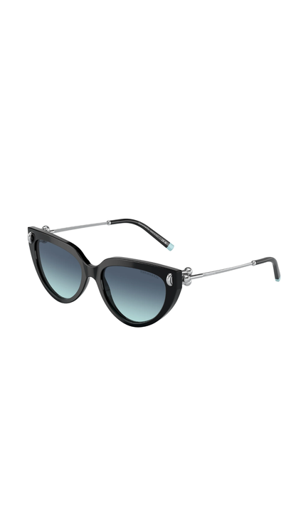 Cat Eye Black Acetate with Blue Lenses