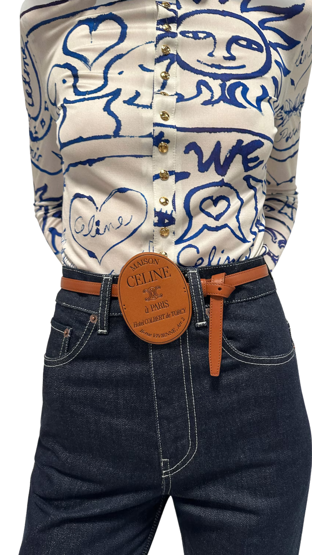 Maison Celine Belt 13mm Covered in Tan/Black Smooth Calfskin