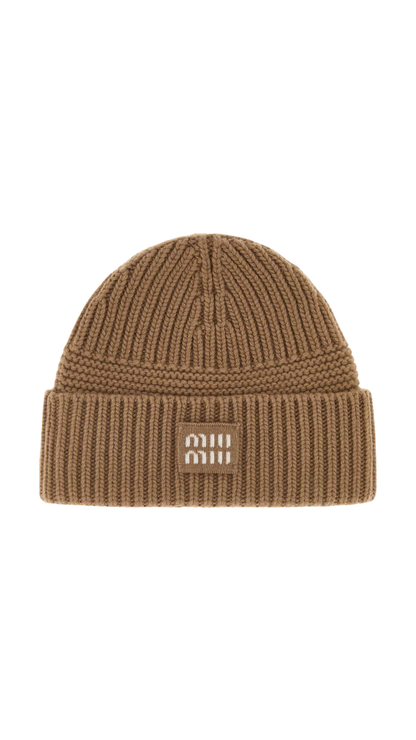 Wool and Cashmere Beanie in Beige