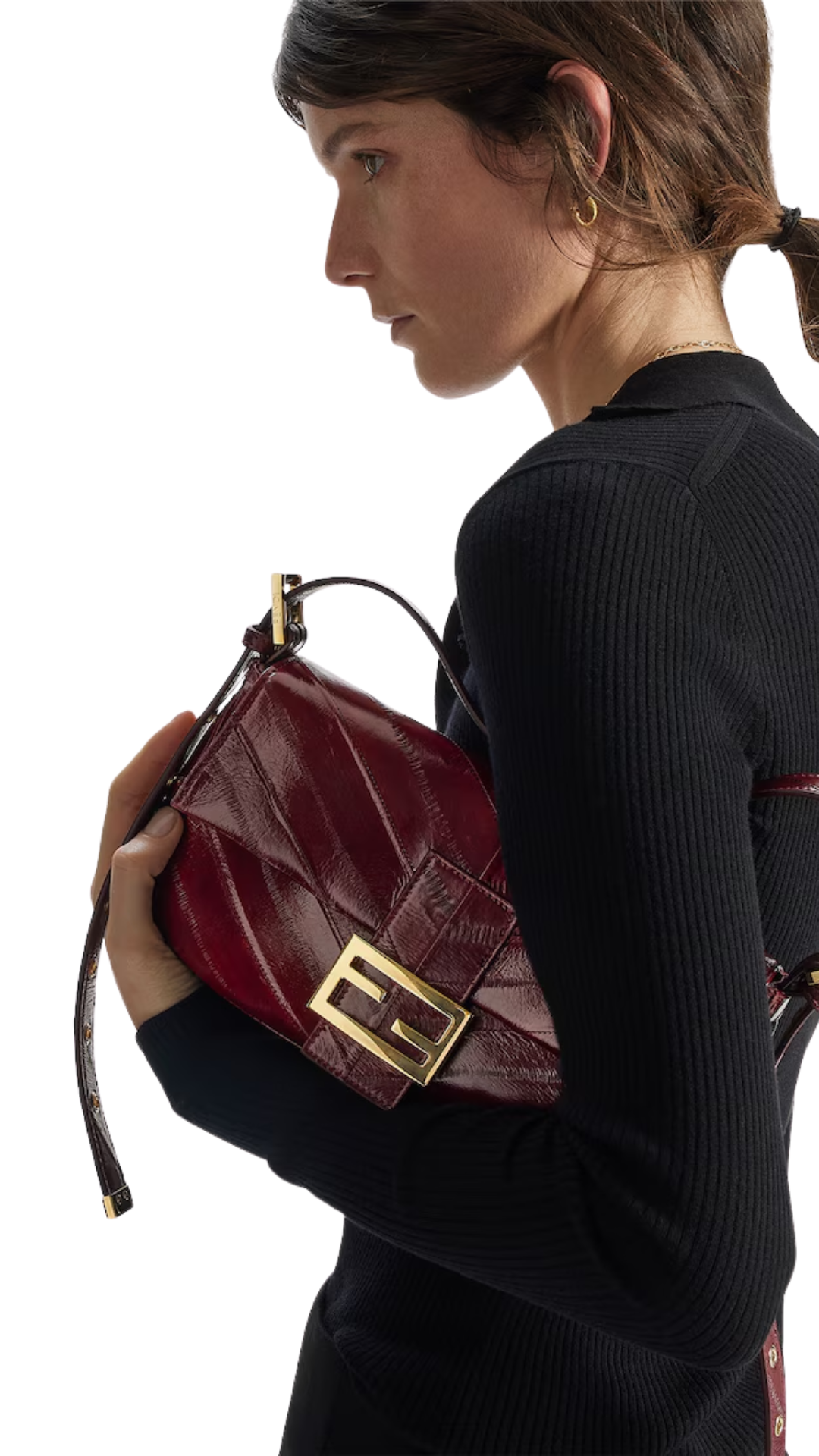 Baguette® 26424 in Burgundy Inlaid Hagfish Leather Bag