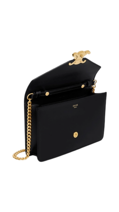 Wallet On Chain Margo In Shiny Calfskin Black