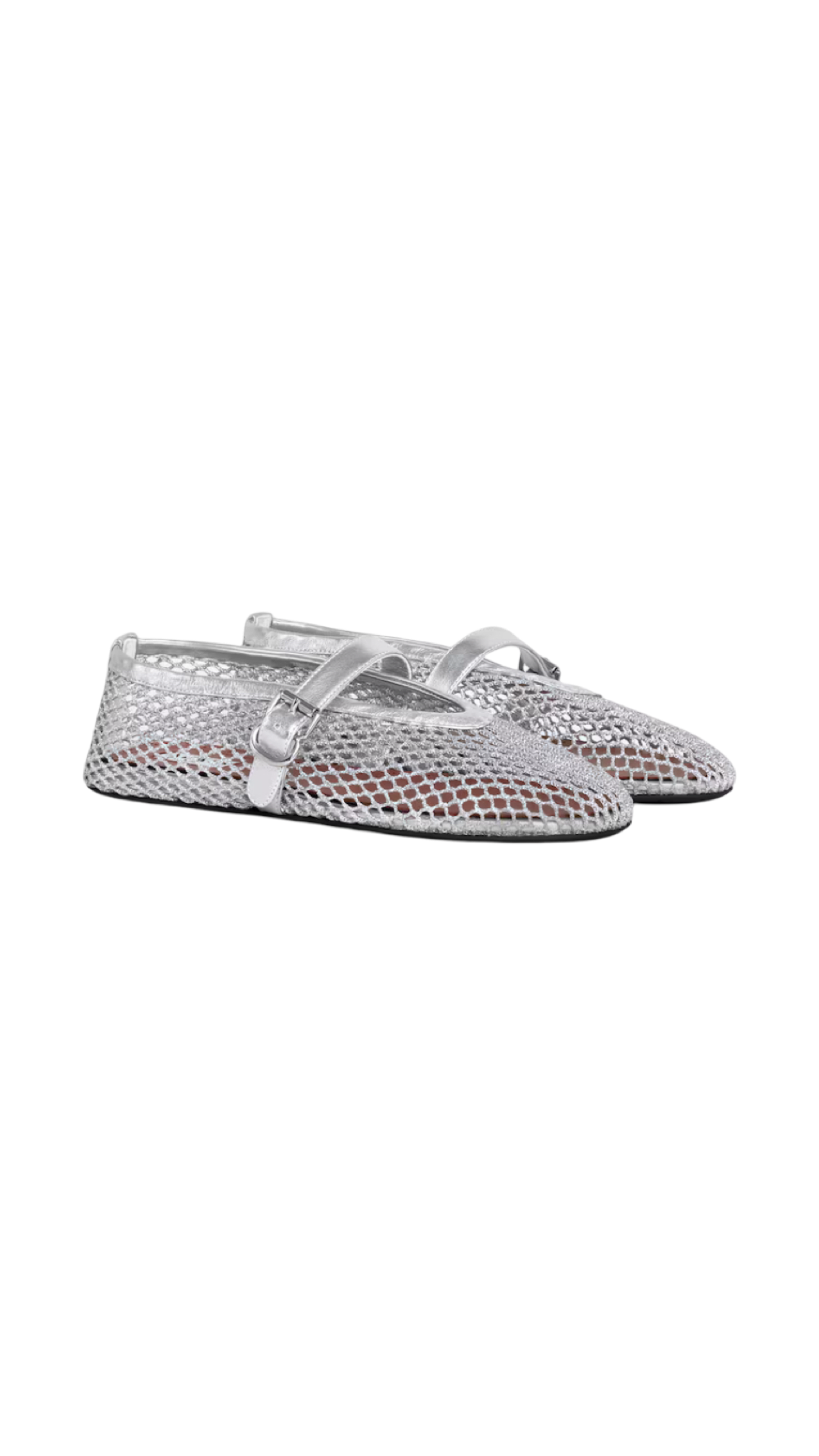 Ballet Flats In Laminated Fishnet Silver