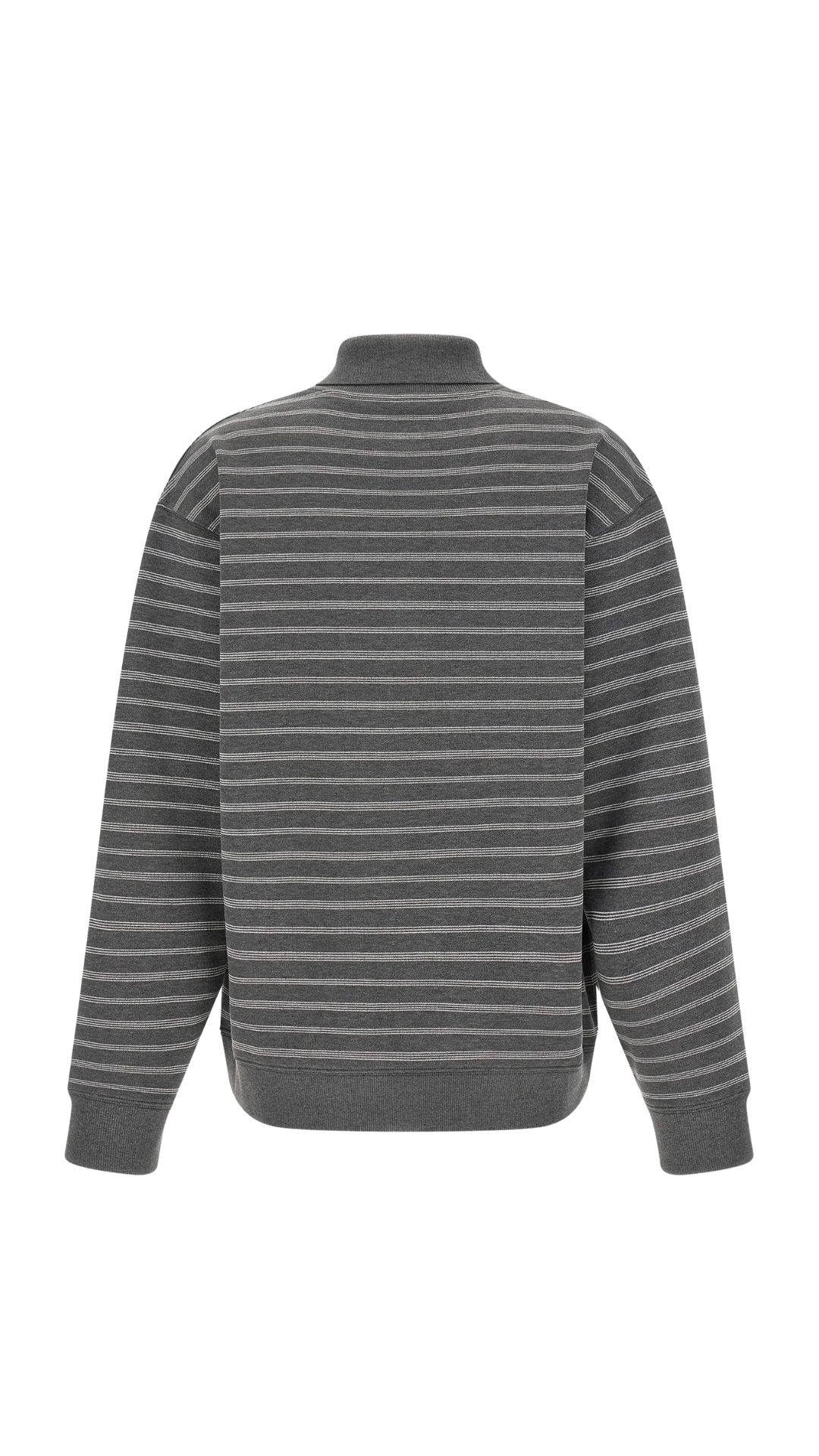 Striped Collared Sweatshirt in Gray/White