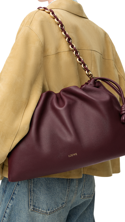 Large Flamenco Purse in Dark Burgundy Mellow Nappa Lambskin