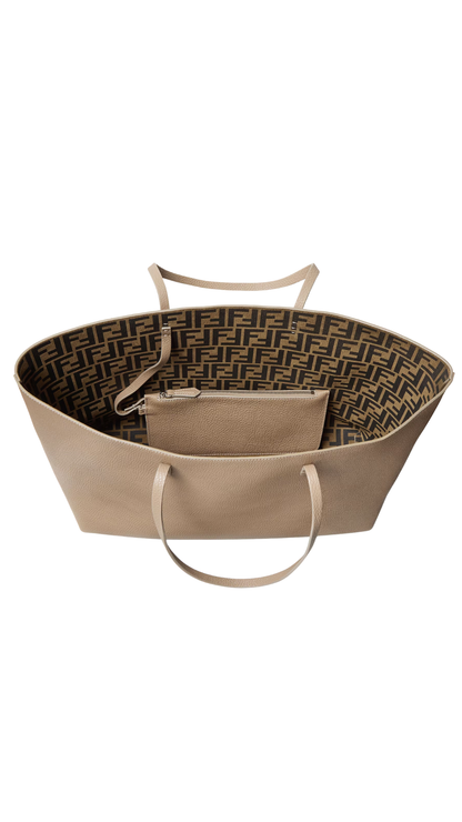 Medium Roll in Dove Grey Cuoio Romano Leather Shopper