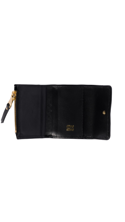 Matelassé Nappa Leather Small Wallet in Black