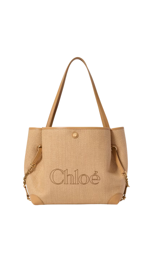 Clover Double Carry Bag in Raffia-Effect Fibers in Bleached Brown