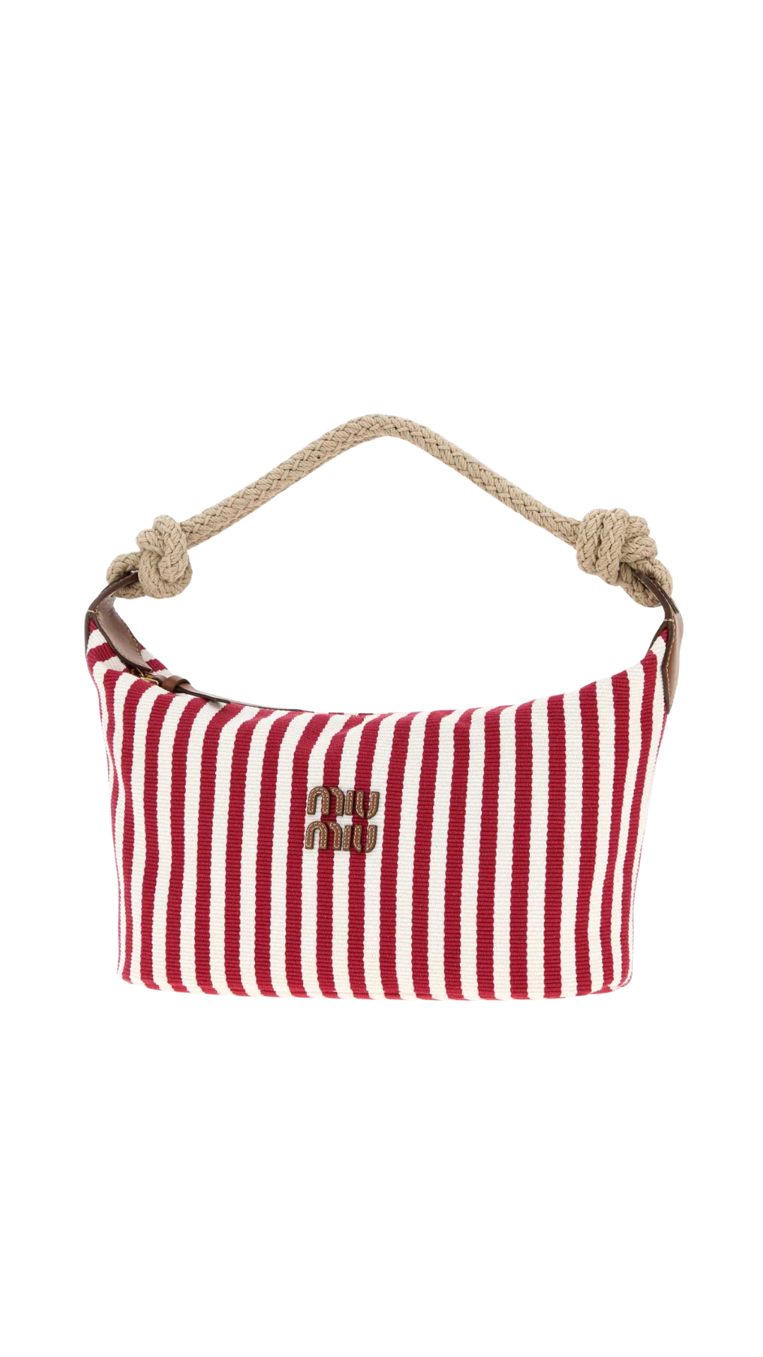 Cotton and Leather Pouch in Red/White