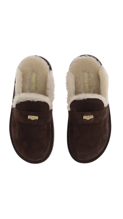 Brown Round-Toe Mules