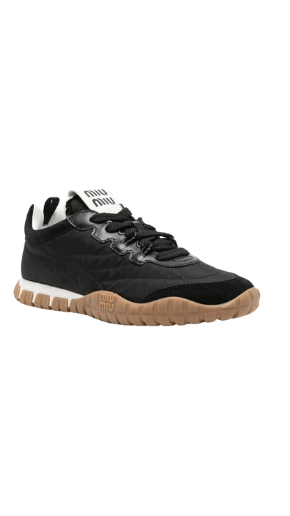 Tyre Technical Fabric and Suede Sneakers in Black