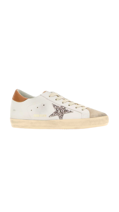 Women's Super-Star Silver Glitter Star in White