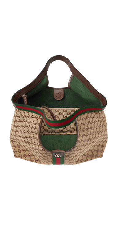 Giglio Large Tote Bag in Beige and Brown GG Canvas