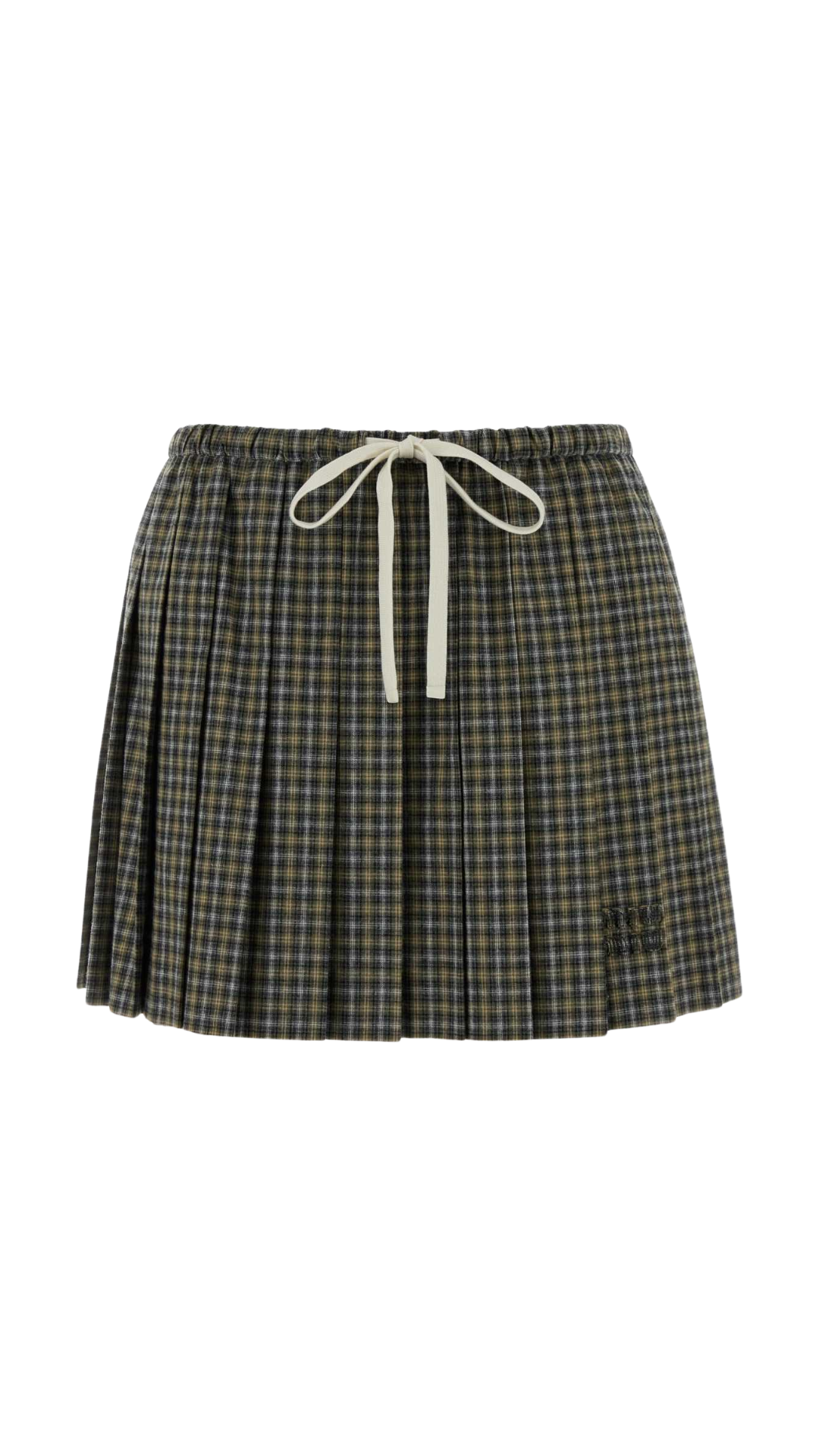 Plaid Skirt in Grey Cotton