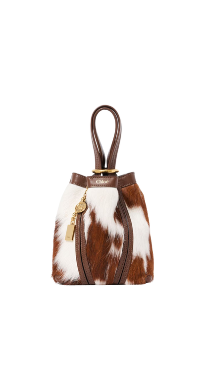 Small Chloé Spin Tote Bag in Chocolate Hair-on Leather