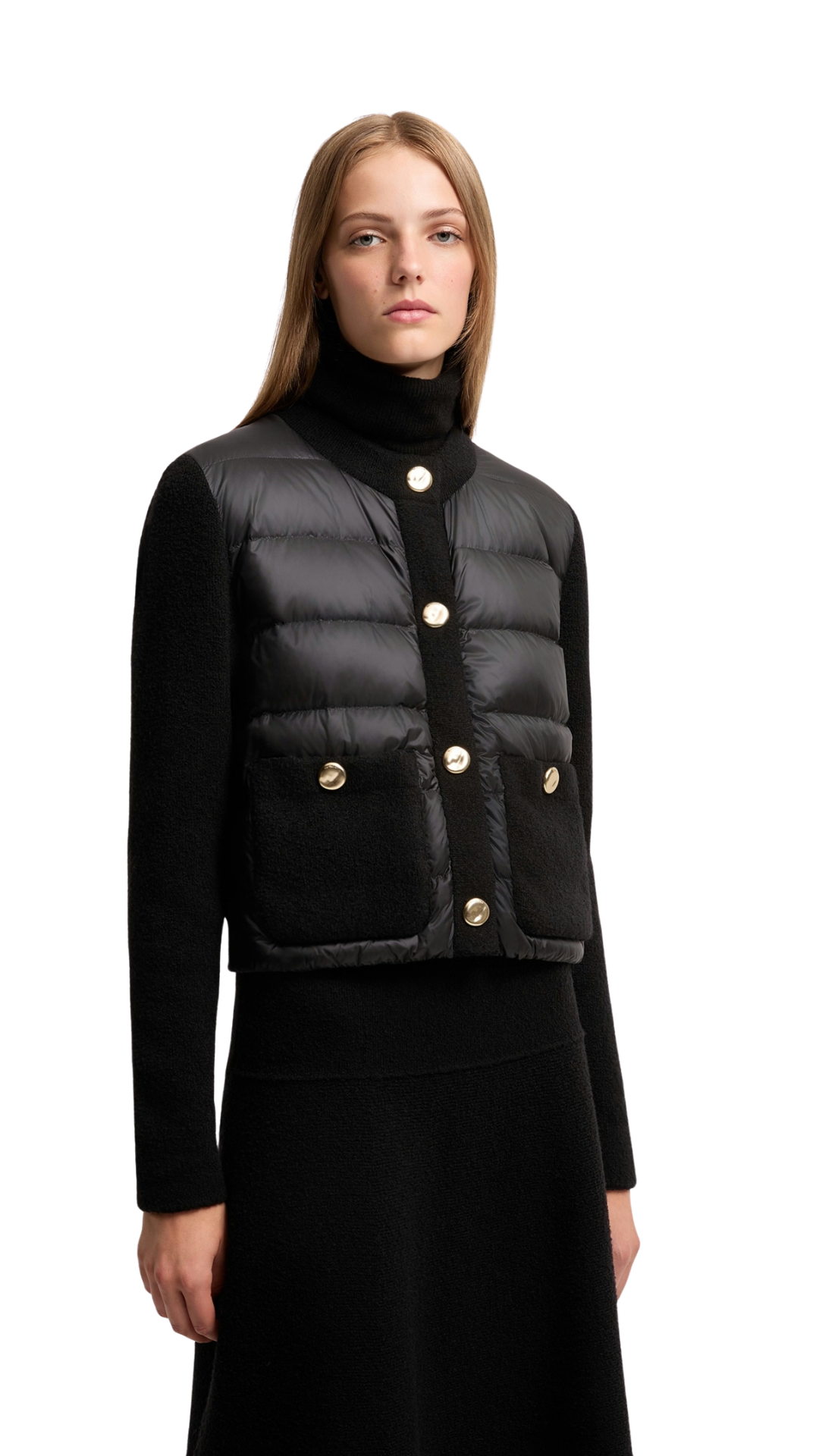 Bouclé Wool Blend Padded Cardigan