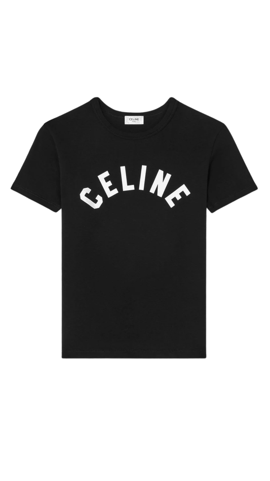 T-Shirt in Ribbed Cotton Jersey in Black