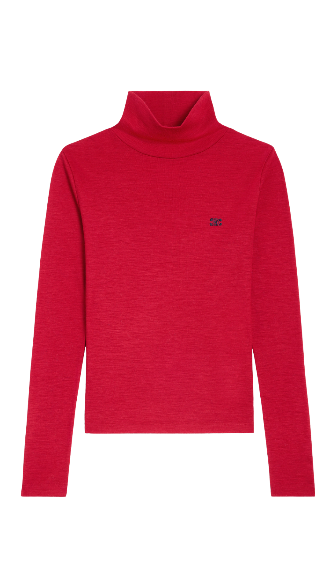 Turtleneck Top In Rouge Cerise/Navy Wool Jersey