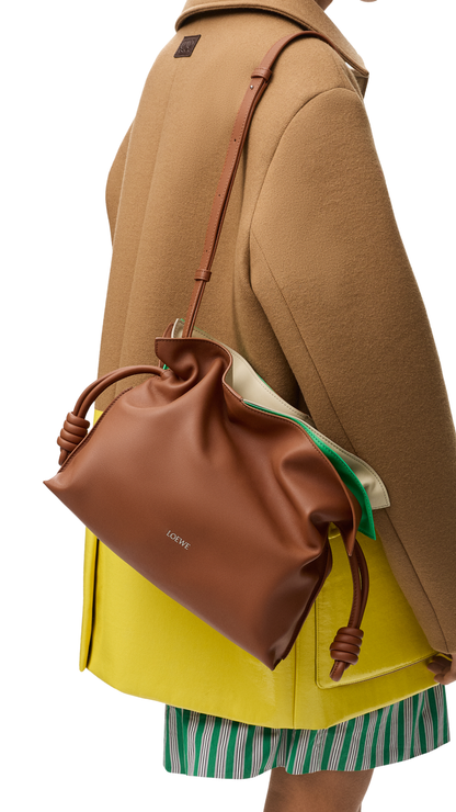 Medium Layered Flamenco Clutch in Multicolor Squirrel Nappa Calfskin