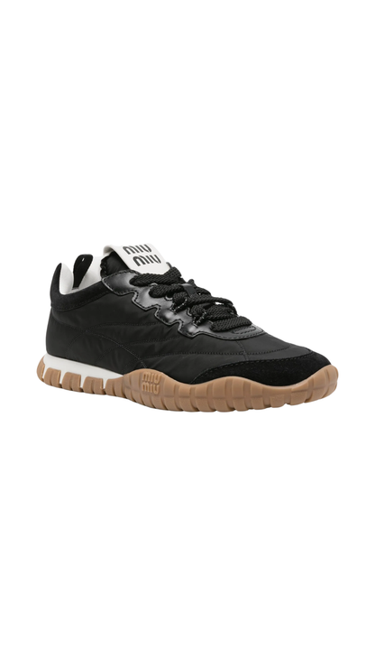 Tyre Technical Fabric and Suede Sneakers in Black