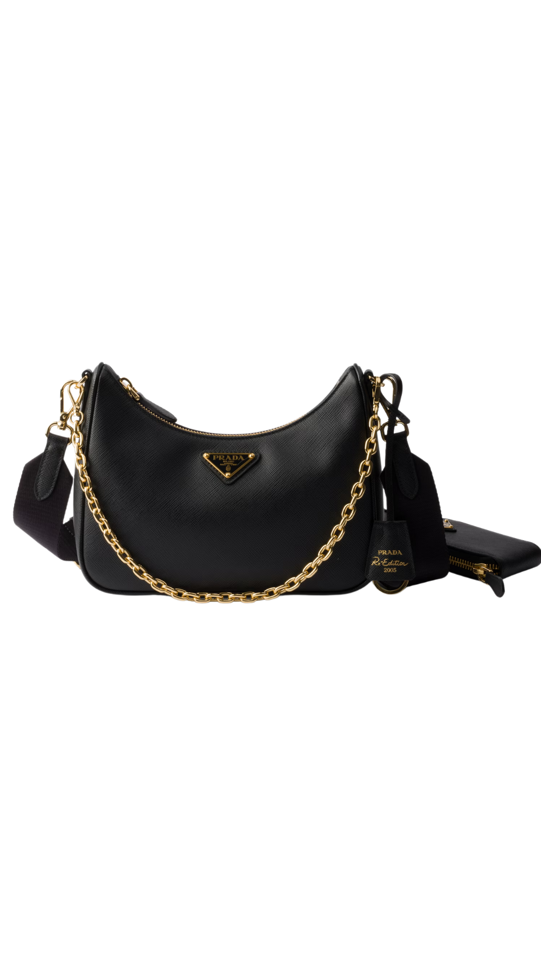 Re-Edition 2005 Saffiano Leather Bag in Black