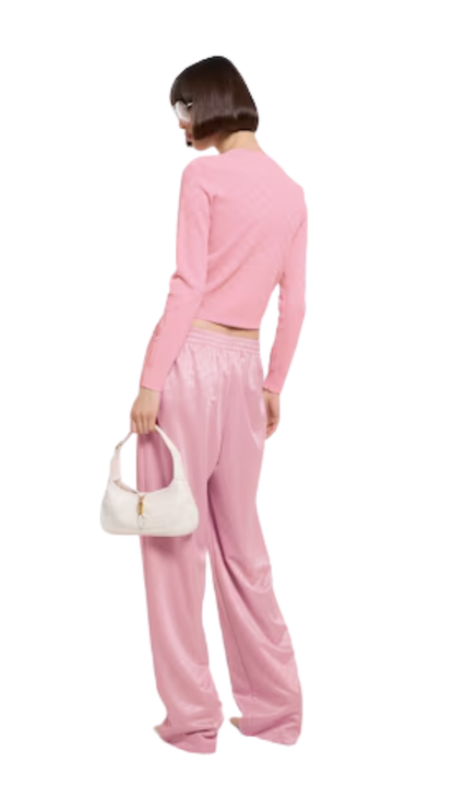 GG Fine Fabric Jacquard Cardigan in Light Pink