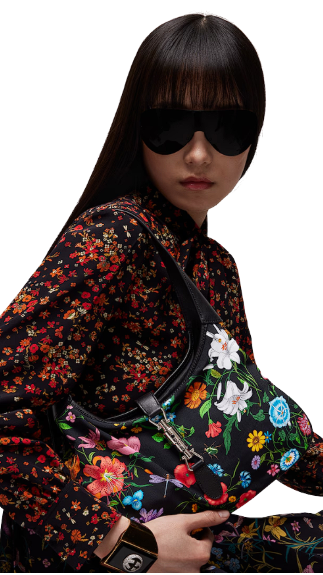 Jackie 1961 Medium Shoulder Bag in Black and Multicolor Nylon