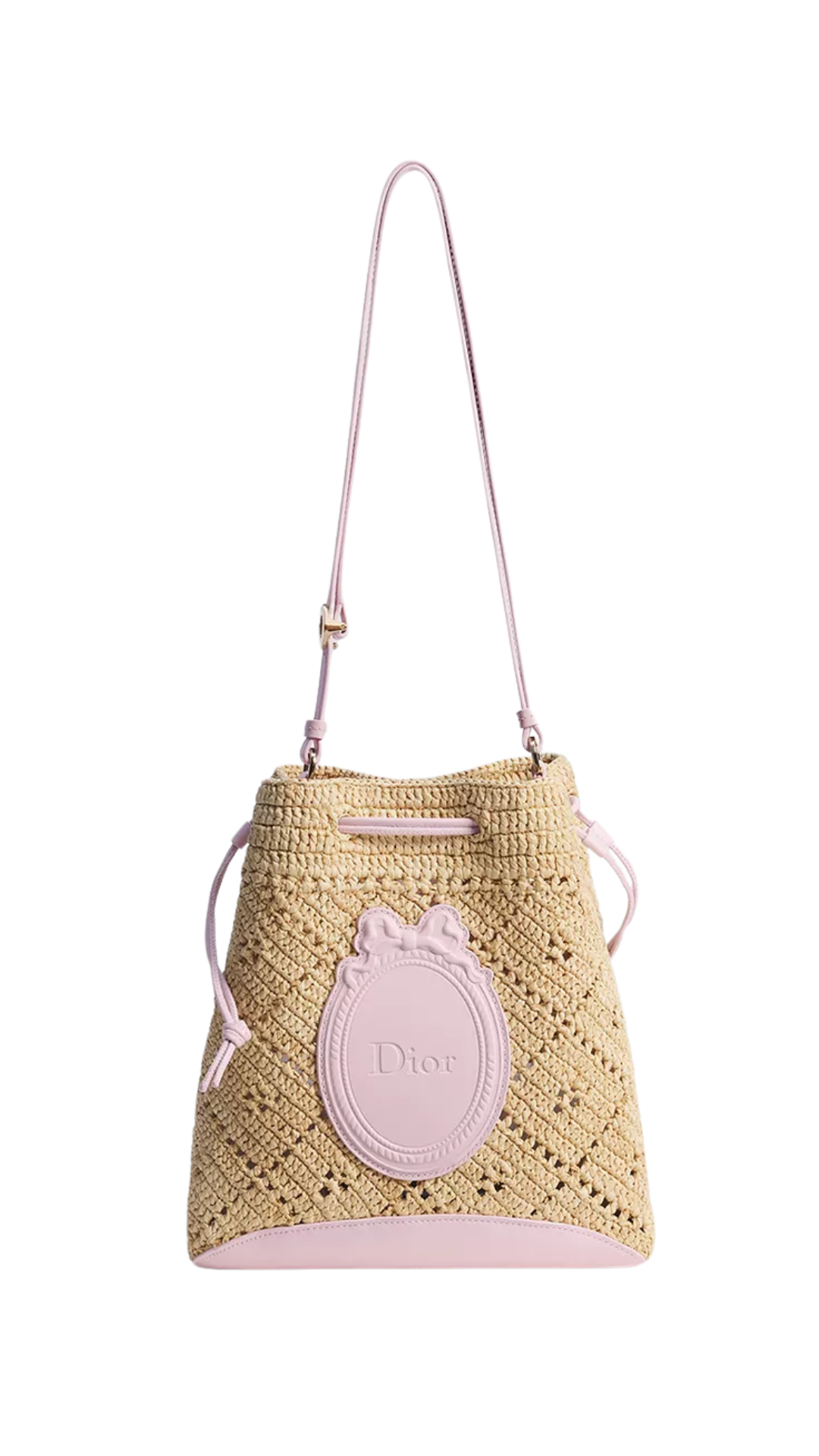 Dioriviera Dior Blooming Mini Bucket Bag Openwork Raffia and Rose Tendre