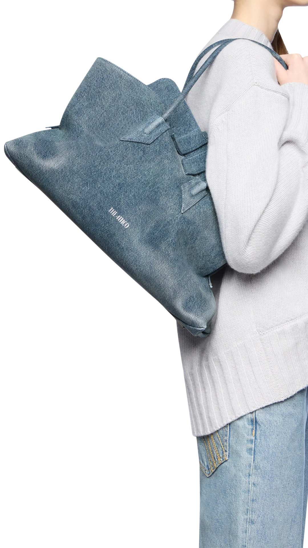 ''La Passeggiata Medium'' Washed Denim Top Handle
