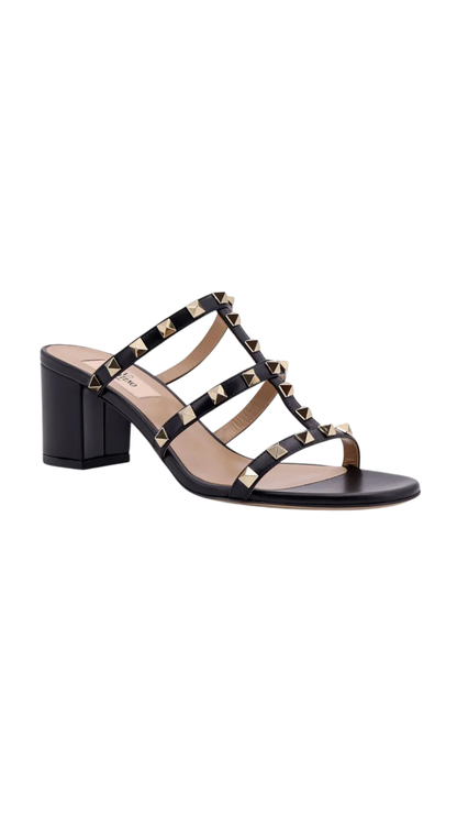 Rockstuds Leather Sandals in Black