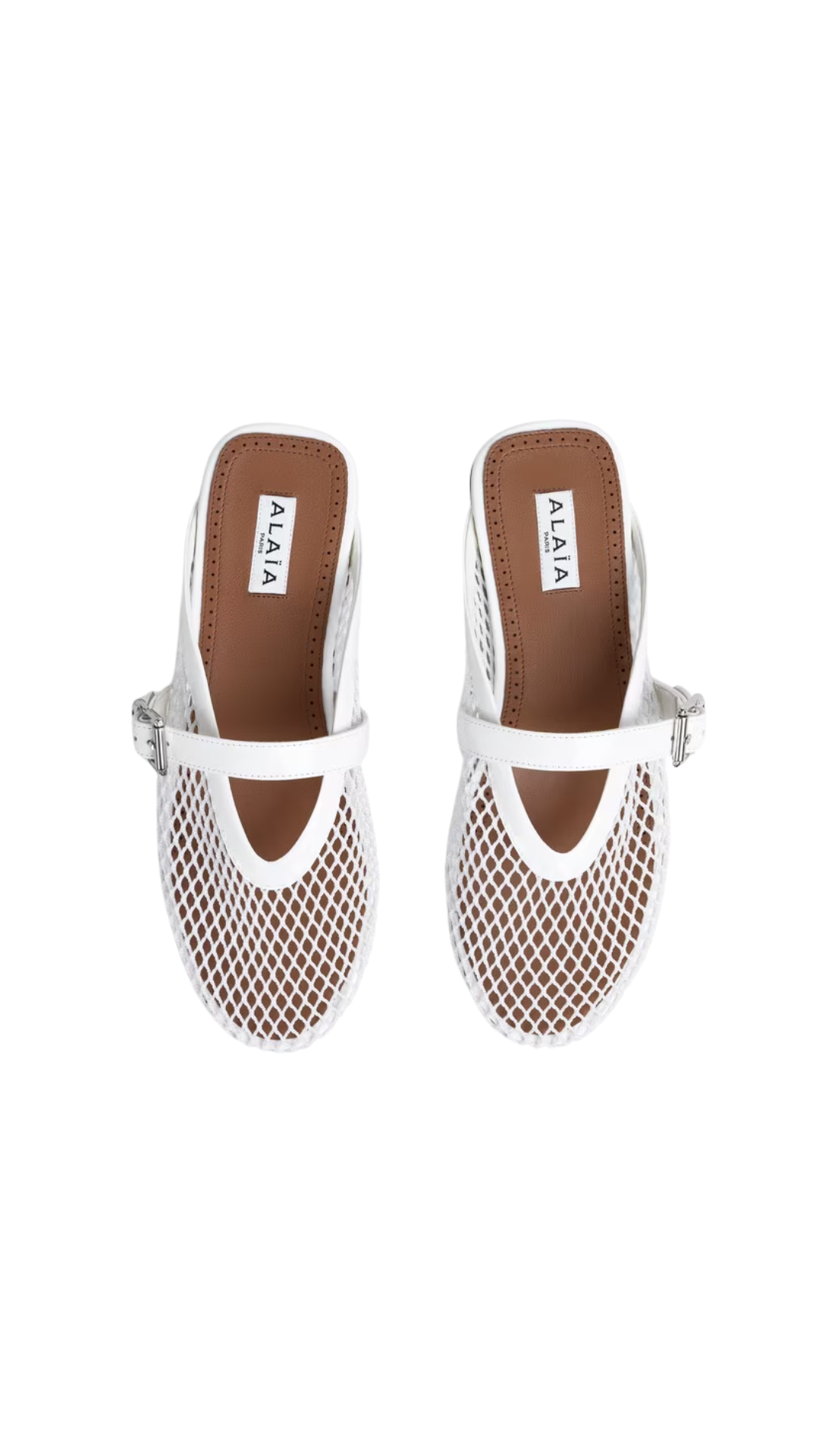 Flat Mule in White Mesh
